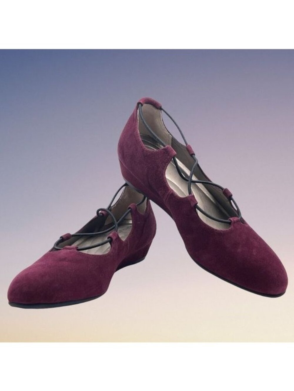 RTL ARRAY Echo Wedge Slip-On Ballet Shoes - Wine Suede Leather- Size 7.5 - Picture 14 of 14